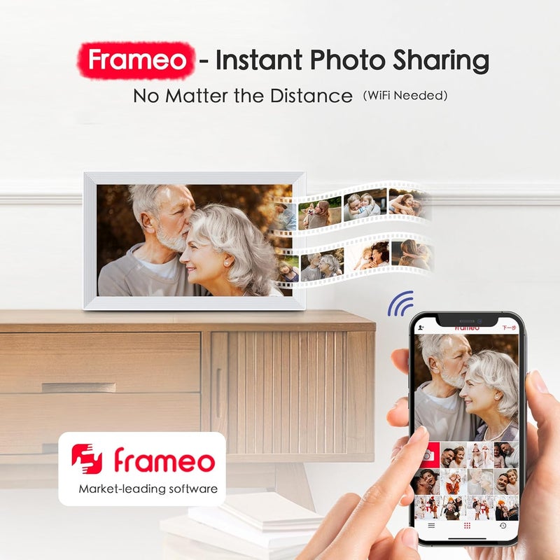 FLYRUIT Digital Picture Frame, Frameo 15.6 inch Large Digital Photo Frame WiFi, 1920*1080 IPS FHD Touchscreen, 32GB Storage, Instant Share Pictures Video, Photo Frame Electronic, House Warming, Gift for Mom - Image 4